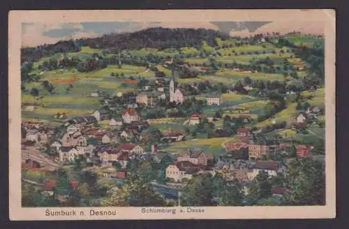 Ansichtskarte Sumburk Desnou Schönburg Böhmen Tschechien Marke entfernt