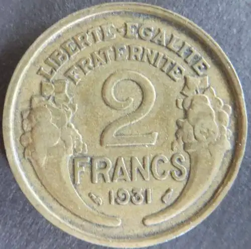 Münze Frankreich 2 Francs 1931 II. Schön: 201