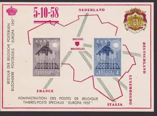 Europa Cept Belgien Gedenkblatt Wertstempel wie 1070-1071 Wappen und Krone