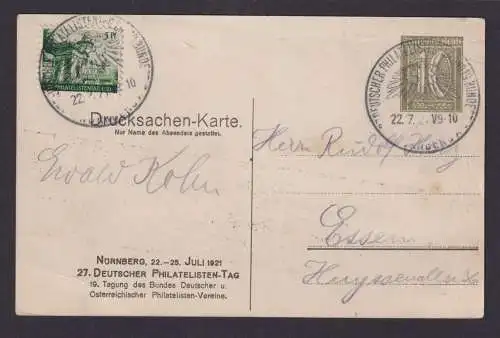 Nürnberg Deutsches Reich Privatganzsache Posthorn St Philatelistentag Essen plus