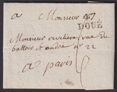 Frankreich Vorphila Brief L2 47 DOUE Seine-et-Marne kompl mit Inhalt 14.4.1829