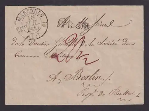 Marennes Frankreich Europa Brief mit K2 Berlin 18.7.1830