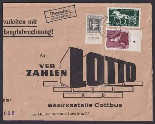 Dissenchen über Cottbus Brandenburg DDR Brief Landpoststempel Bogenrand MIF n.