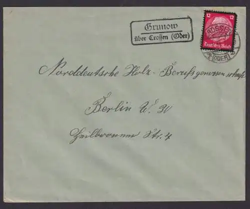Krunow über Crossen Oder Brandenburg Deutsches Reich Brief Landposstempel
