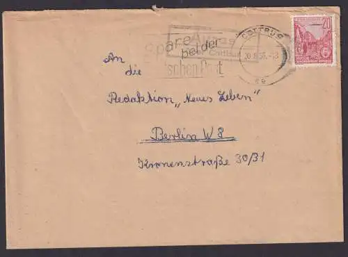 Auras über Cottbus Brandenburg DDR Brief Landpoststempel n. Berlin