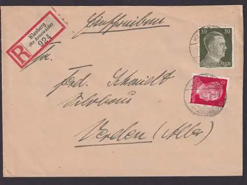 Kleeberg Kr. Arnswalde Brandenburg Deutsches Reich R Brief n. Verden Aller