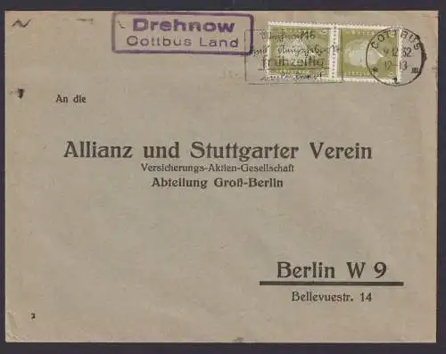 Drehnow über Cottbus Land Brandenburg Deutsches Reich Brief Landposstempel