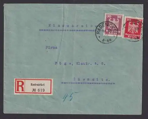 Radenickel R Brief Brandenburg Deutsches Reich Brief n. Chemnitz