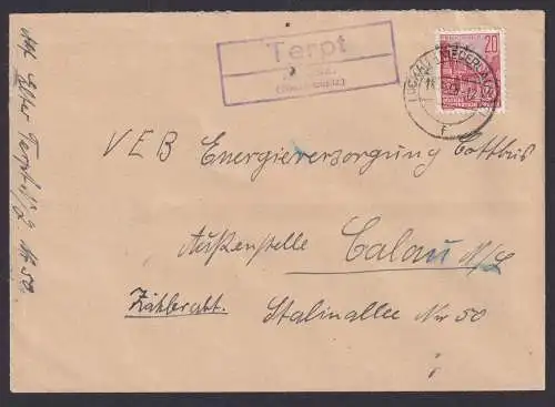 Terptüber Luckau Niederlausitz Brandenburg DDR Brief Landpoststempel n.Calau