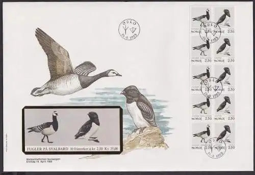 Norwegen Markenheftchen Brtief Zusammendruck Heftchenblatt Seevögel Tierwelt