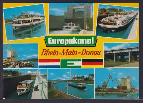Ansichtskarte Schiffe Schifffahrt ab Nürnberg n. Darmstadt Europakanal Rhein