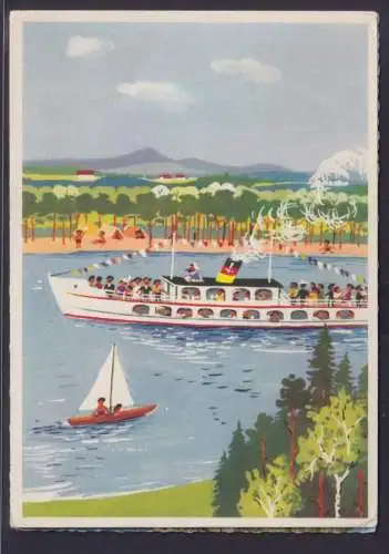 Ansichtskarte Künstlerkarte Schiff Pfingsgrüße nach Meissen