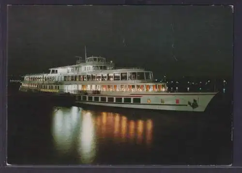 Ansichtskarte Schiffe Schifffahrt MS Drachenfels Nachtaufnahme