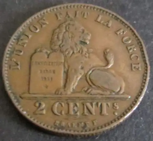 Münze Belgien Belgium 2 Centimes 1912 sehr schön VF