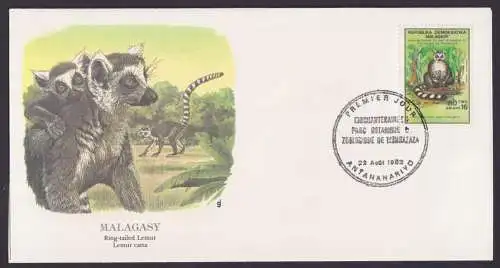 Malagasy Madagaskar Afrika Fauna Ringschwänziger Lemur schöner Künstler Brief