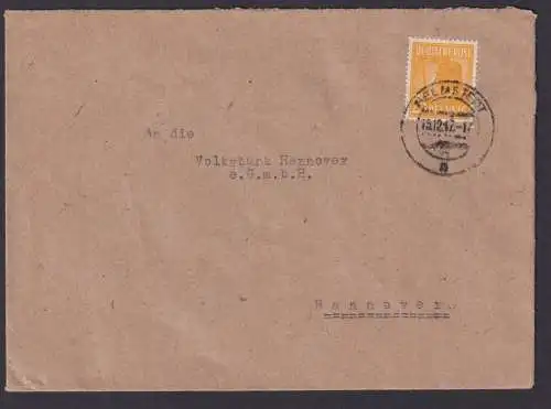 All. Besetzung Brief EF 25 Pfg. 952 Arbeiter Kontrollrat Helmstedt n. Hannover