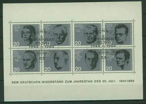 Bundesrepublik Block 3 Widerstand 1964 mit Ersttagssonderstempel Luxus Kat 20,00