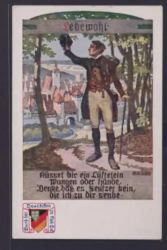 Ansichtskarte Österreich Deutsche Böhmen Künstler Sign. Soldat Lebwohl