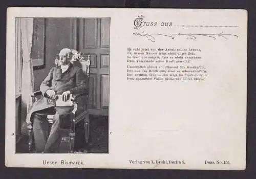 Ansichtskarte Bismarck Reichskanzler Deutsches Reich Spruch Verlag L.Brühl