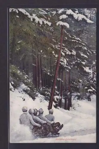 Ansichtskarte Süsmark Künstlerkarte Bobsleighfahren Winterlandschaft nach Wien