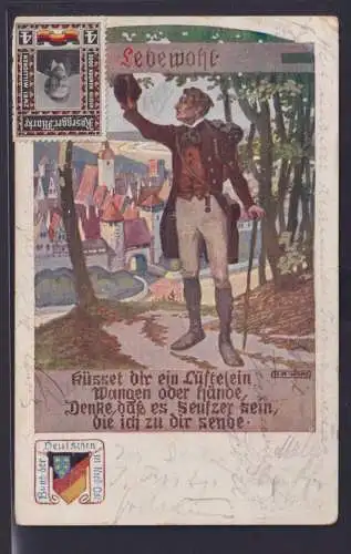 Ansichtskarte Künstlerkarte Sign. AK Soldat Lebewohl Abschied Bund der Deutschen