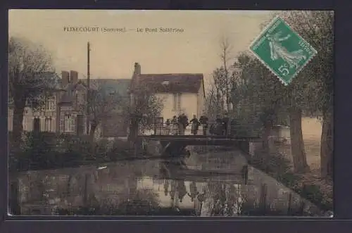 Ansichtskarte Flixecourt Department Somme Frankreich Le Pont Solferino Fluß