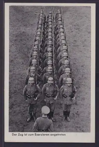 Militaria II Weltkrieg Ansichtskarte Soldaten Kompanie Exerziern Feldpostkarte