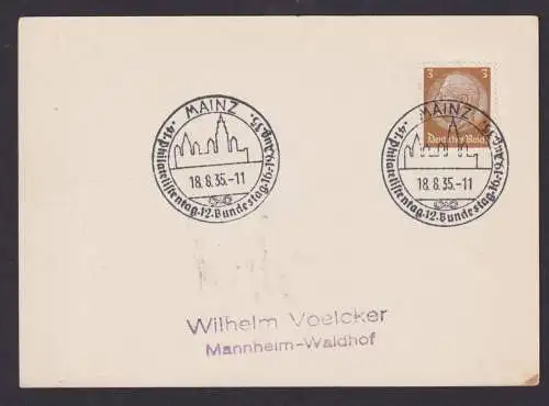 Deutsches Reich Postkarte Mainz SST Philatelistentag Mannheim Waldhof