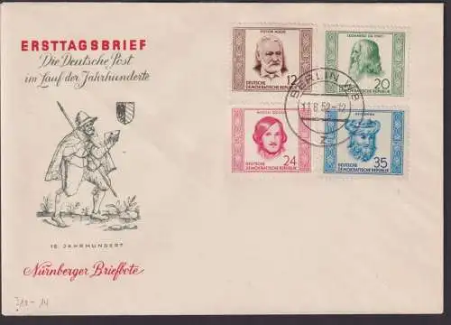 DDR Brief 311-314 Persönlichkeiten FDC Berlin Nürnberger Briefbote Briefträger