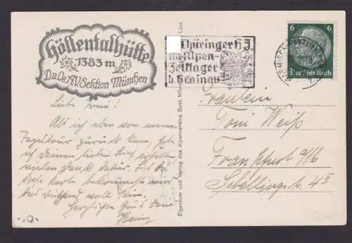Deutsches Reich Ansichtskarte Garmisch Partenkirchen selt. SST Thüringer HJ
