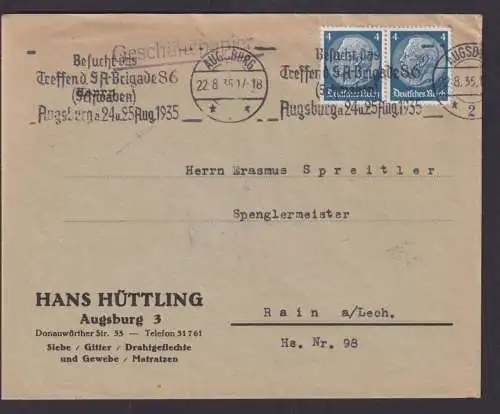 Deutsches Reich Brief Augsburg SST Treffen SA Brigade Rain am Lech