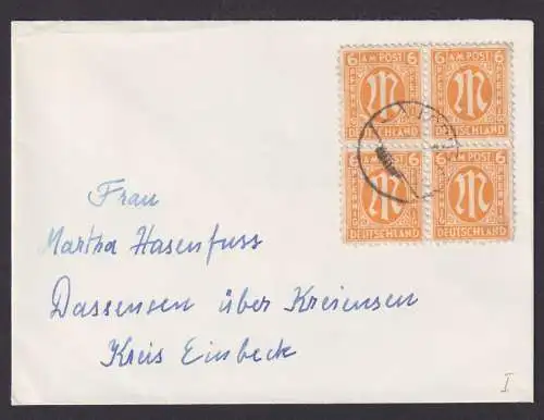 Bizone Brief AM Post 6 Pfg. Dassensen ü. Kr. Einbeck Viererblock