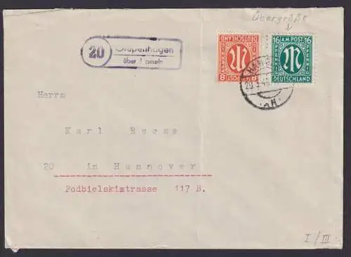 Bizone AM-Post Brief MIF 5 + 25 hier Übergröße Landpost Hameln n. Hannover