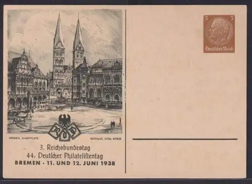 Deutsches Reich Künstler Privatganzsache Philatelie Bremen 3. Reichsbundestag