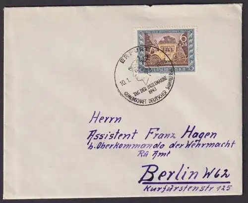 Erfurt Deutsches Reich Thüringen Philatelie Tag d. Briefmarke 1943 Berlin FDC