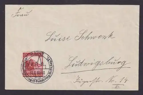 Deutsches Reich Brief Mainz SST Philatelistentag Ludwigsburg