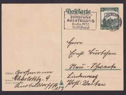 Deutsches Reich Postkarte Berlin Charlottenburg SST Rundfunkausstellung