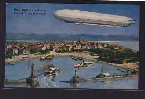 Ansichtskarte Zeppelin lenkbares Luftschiff in voller Fahrt