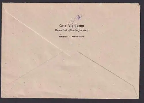 Bizone Brief EF Netzaufdruck Remscheid Otto Vierkötter Werkzeugfabrik n. München