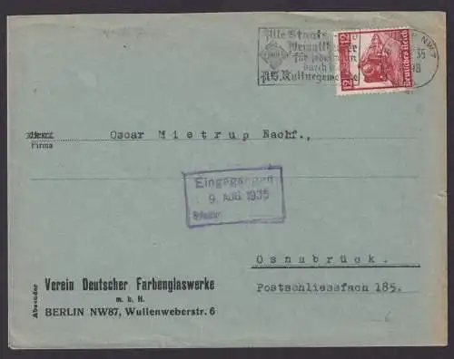 Deutsches Reich Brief Berlin SST N.S. Kulturgemeinde Osnabrück