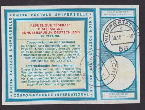 Wuppertal Utrecht Bundesrepublik Int. Antwortschein 75 Pfg. République Fédérale