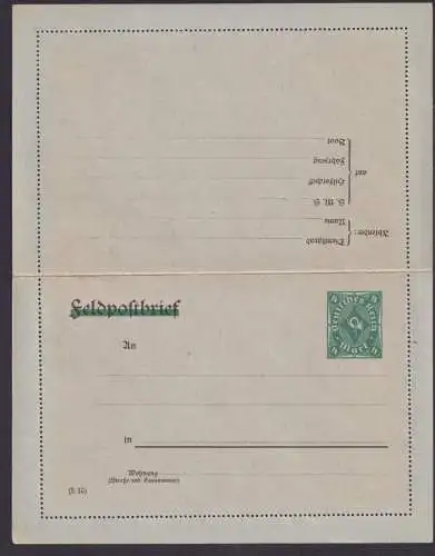 Deutsches Reich Infla Privatganzsache Feldpost durchbalkt PK 30 4 Mark Posthorn