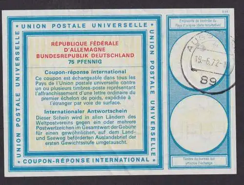 Augsburg Bundesrepublik Int. Antwortschein 75 Pfg. République Fédérale Allemande