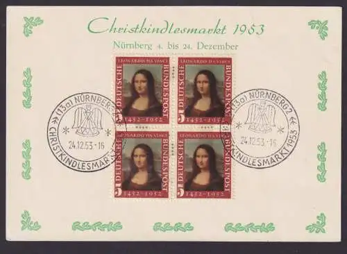 Bund Brief Mona Lisa Viererblock schöne Anlasskarte Nürnberg Christkindlesmarkt
