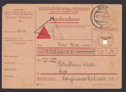 Dux Duchcov Tschechien Besetzung Sudetenland Deutsches Reich Nachnahme Paketkart