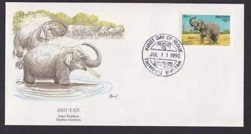 Bhutan Süsasien Fauna Tiere Elefant schöner Künstler Brief