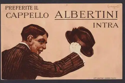 Tolle Art Deco Künstler Ansichtskarte Cappello Albertini Intra Italien Reklame