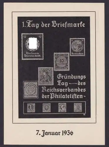 Deutsches Reich Privatganzsache Philatelie 1. Tag d. Briefmarke Gründungstag d.