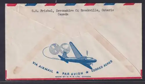 Flugpost Kanada besonders rückseitg schön gestalt. Brief Brookville Ontario