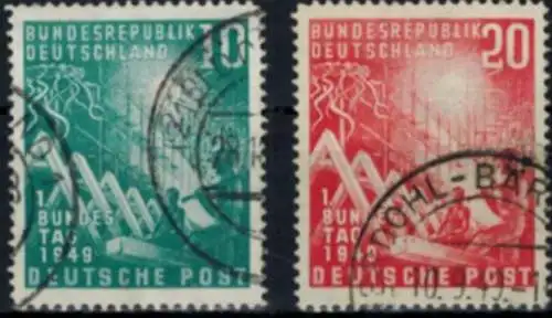 Bund 111-112 Eröffnung des Bundestages komplett gestempelt Kat-Wert 45,00 1949
